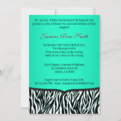 Chic Bowed Zebra Print Invite [Blauwgroen] Kaart (Achterkant)