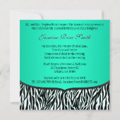 Chic Bowed Zebra Print Invite [Blauwgroen] Kaart (Achterkant)