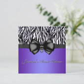 Chic Bowed Zebra Print Invite [Paars] Kaart (Staand voorkant)
