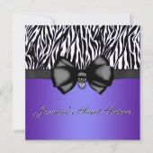 Chic Bowed Zebra Print Invite [Paars] Kaart (Voorkant)