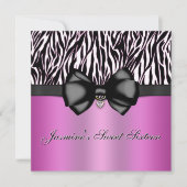 Chic Bowed Zebra Print Invite [Roze] Kaart (Voorkant)