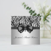 Chic Bowed Zebra Print Invite [Silver] Kaart (Staand voorkant)