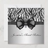 Chic Bowed Zebra Print Invite [Silver] Kaart (Voorkant)