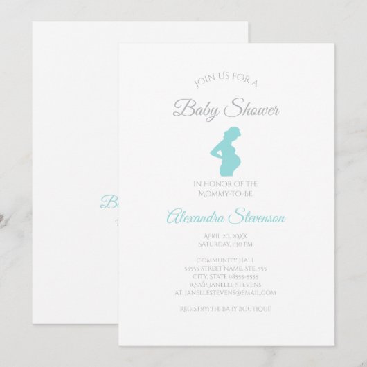 Chic Boy Baby shower Pregnant Woman Baby Bump Kaart (Voorkant / Achterkant)