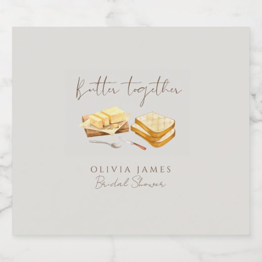 Chic bread and butter bridal shower sparkling wijnetiket (Enkel label)