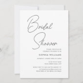 Chic Bridal Shower Modern Script Blue Stripes Kaart (Voorkant)
