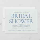 Chic Bridal Shower Photo Typography Pale Blue Kaart (Voorkant)