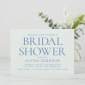 Chic Bridal Shower Photo Typography Pale Blue Kaart (Staand voorkant)