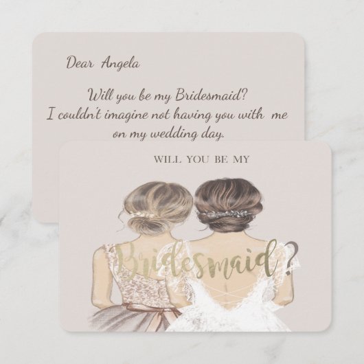 Chic Bride & Bridesmaid, Bridesmaid Kaart (Voorkant / Achterkant)