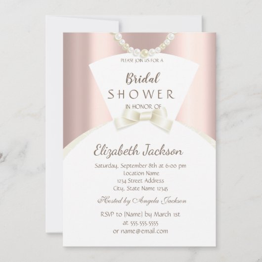 Chic Bride Dress Roos Gold Vrijgezellenfeest Kaart (Voorkant)