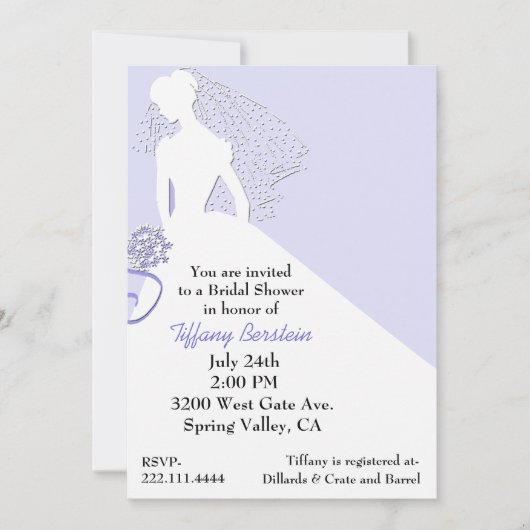 Chic Bride in Veil Bridal Shower Invitation Kaart (Voorkant)