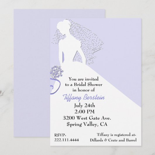 Chic Bride in Veil Bridal Shower Invitation Kaart (Voorkant / Achterkant)