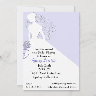 Chic Bride in Veil Bridal Shower Invitation Kaart