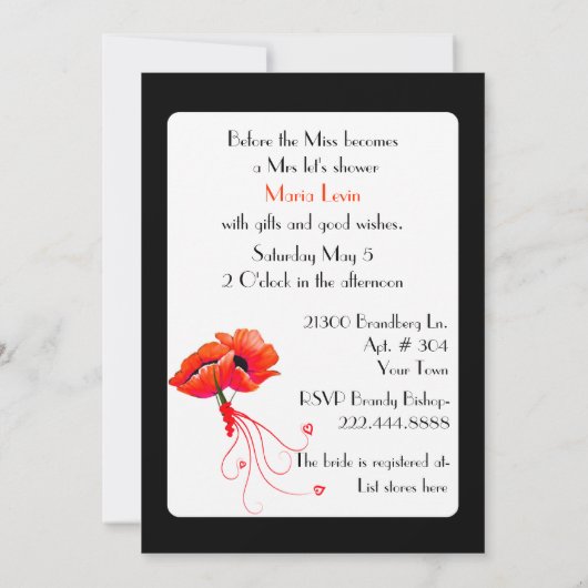 Chic Bride met de Uitnodiging van de Bridal van de (Achterkant)