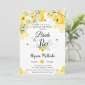 Chic Bride to bee Yellow Floral Vrijgezellenfeest  Kaart (Staand voorkant)
