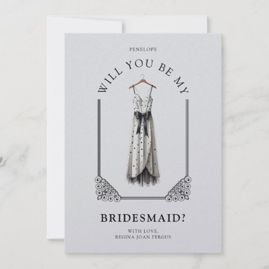 Chic Bridesmaid Black Polka Dots Ornate Dome (Voorkant)