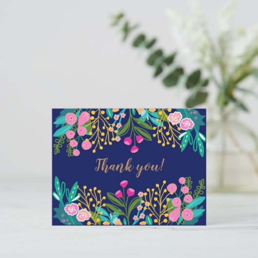 Chic Bright Bloemen Dank u Briefkaart (Staand voorkant)