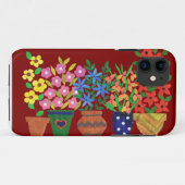 Chic Bright Collage Flowers op Maroon Case-Mate iPhone Case (Achterkant (horizontaal))