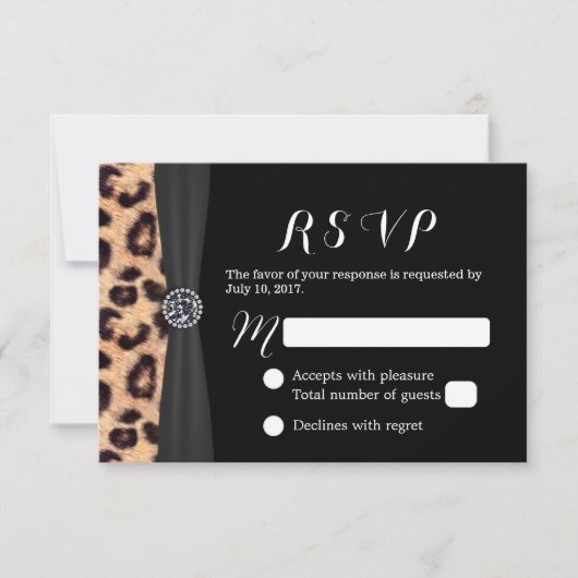 Chic Bright Diamond & Leopard Print Wedding RSVP (Voorkant)