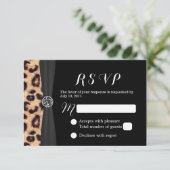 Chic Bright Diamond & Leopard Print Wedding RSVP (Staand voorkant)