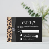 Chic Bright Diamond & Leopard Print Wedding RSVP Kaartje (Staand voorkant)