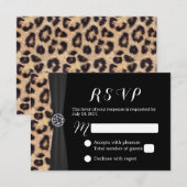 Chic Bright Diamond & Leopard Print Wedding RSVP Kaartje (Voorkant / Achterkant)