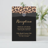 Chic Bright Diamond Leopard Wedding Reception Kaart (Staand voorkant)