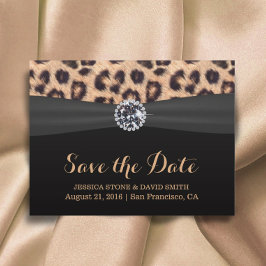Chic Bright Diamond Leopard Wedding Save the Date Aankondigingskaart