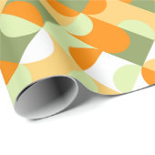 Chic Bright Green Sunny Oranje Circles Art Patroon Cadeaupapier (Rol Hoek)