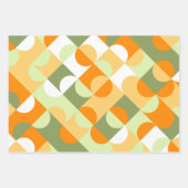 Chic Bright Green Sunny Oranje Circles Art Patroon Inpakpapier Vel (Voorkant)