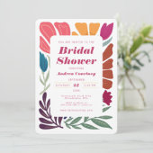 Chic Bright Multicolor Floral Vrijgezellenfeest Fo Kaart (Staand voorkant)