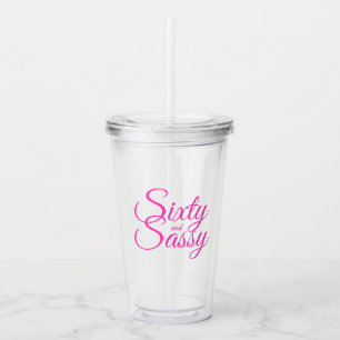 Chic Bright roze script 60e verjaardag Acryl Drinkbeker