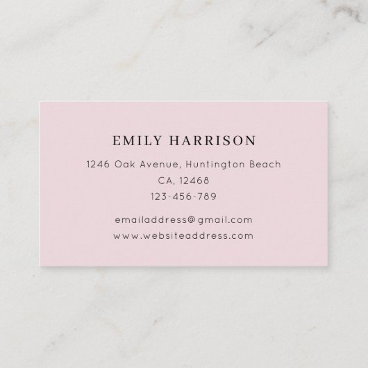 Chic Bright Waterverf Floral Blush Visitekaartje (Achterkant)