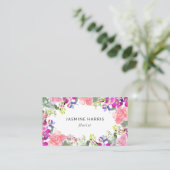 Chic Bright Waterverf Floral Visitekaartje (Staand voorkant)