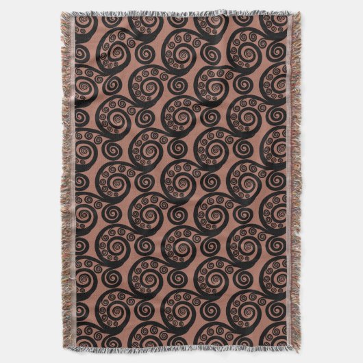 Chic Brons-Bruin Varen Frond Swirl Gooi Deken (Voorkant Verticaal)