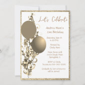 Chic Bronze Gold Glitter Brithday Uitnodiging (Voorkant)