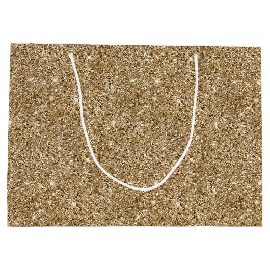 Chic Bronze Gold Glitter Groot Cadeauzakje (Achterkant)