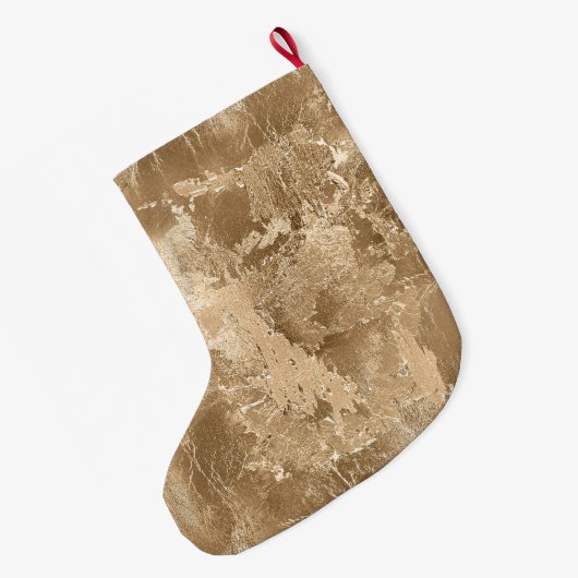 Chic Bronze Gold Glitter Grote Kerstsok (Achterkant (Hangend))