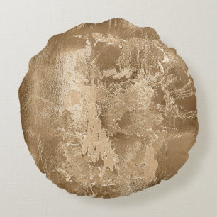 Chic Bronze Gold Glitter Rond Kussen
