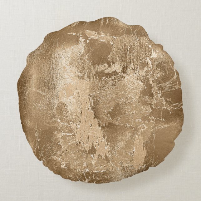 Chic Bronze Gold Glitter Rond Kussen (Achterkant)