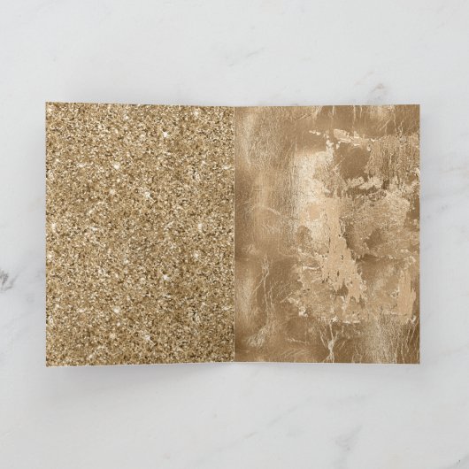 Chic Bronze Gold Shine Bright Glitter Kaart (Binnen)