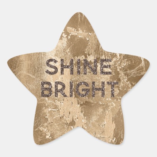 Chic Bronze Gold Shine Bright Glitter Ster Sticker (Voorkant)