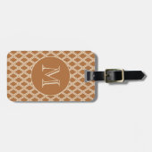 Chic Bronze Ivory Diamond Pattern Monogram Bagagelabel (Voorkant horizontaal)