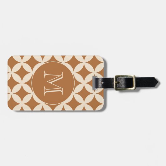 Chic Bronze Ivory Geometric Pattern Monogram Bagagelabel (Voorkant horizontaal)