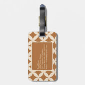 Chic Bronze Ivory Geometric Pattern Monogram Bagagelabel (Achterkant verticaal)