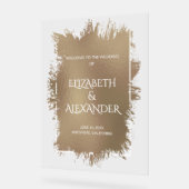 Chic Bronze Splash Wedding Welkom Acryl Bord (Hoek)