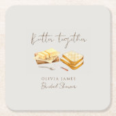 Chic brood en boter bruidsdouche kartonnen onderzetters (Voorkant)