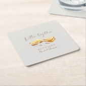 Chic brood en boter bruidsfeest kartonnen onderzetters (Schuin)