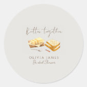 Chic brood en boter bruidsfeest ronde sticker (Voorkant)