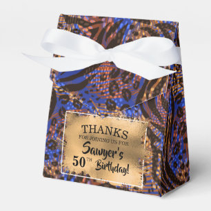 Chic Brown Blue Animal Print Faux Folie Bedankdoosjes